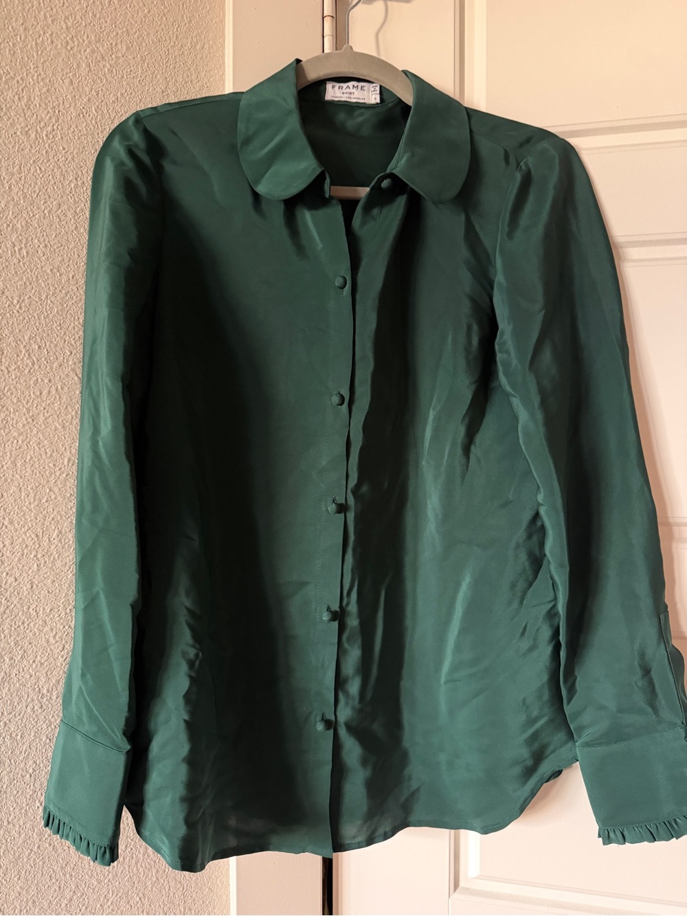 FRAME 100% Silk Peter Pan Round Collar Button Down size small